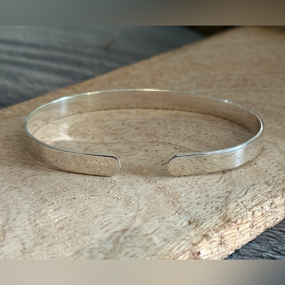 Sterling Silver open bangle stackable cuff unisex minimalist bracelet Taxco925